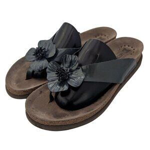 Mephisto Violette Sandals Women 10 Green 3D Floral Thong Flip Flop Women Size 10